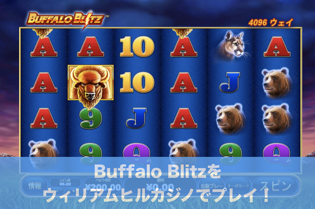 ウィリアムヒルカジノの人気スロット Buffalo Blitzをプレイ！